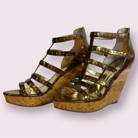 Carlos by Carlos Santana Shoes - Carlos By Carlos Santana Size 9.5 Maliki Wedges, Bronze Metallic